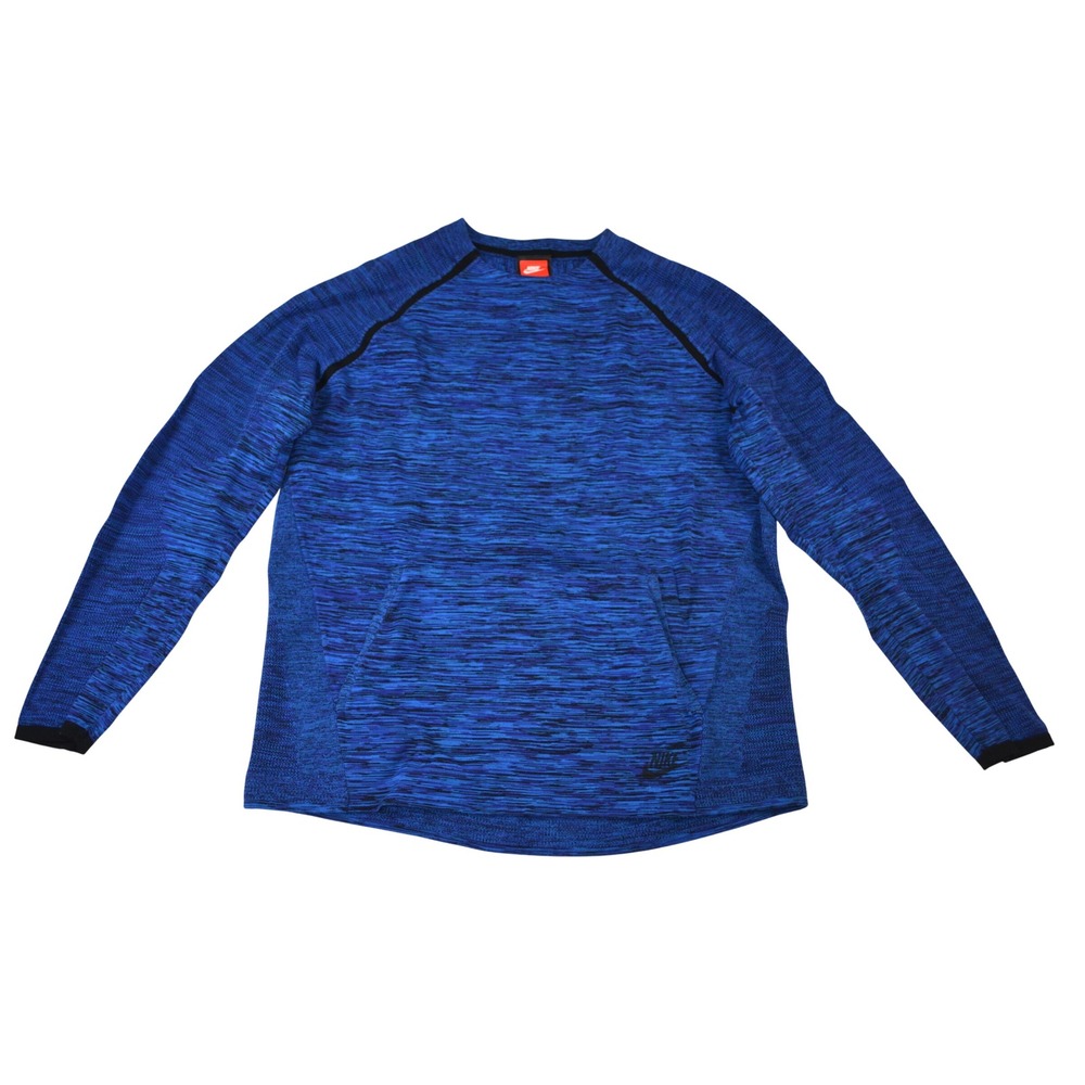 Nike Sportswear Tech Knit Crewneck Sweater Mens Large Blue Space Dye 832178-455